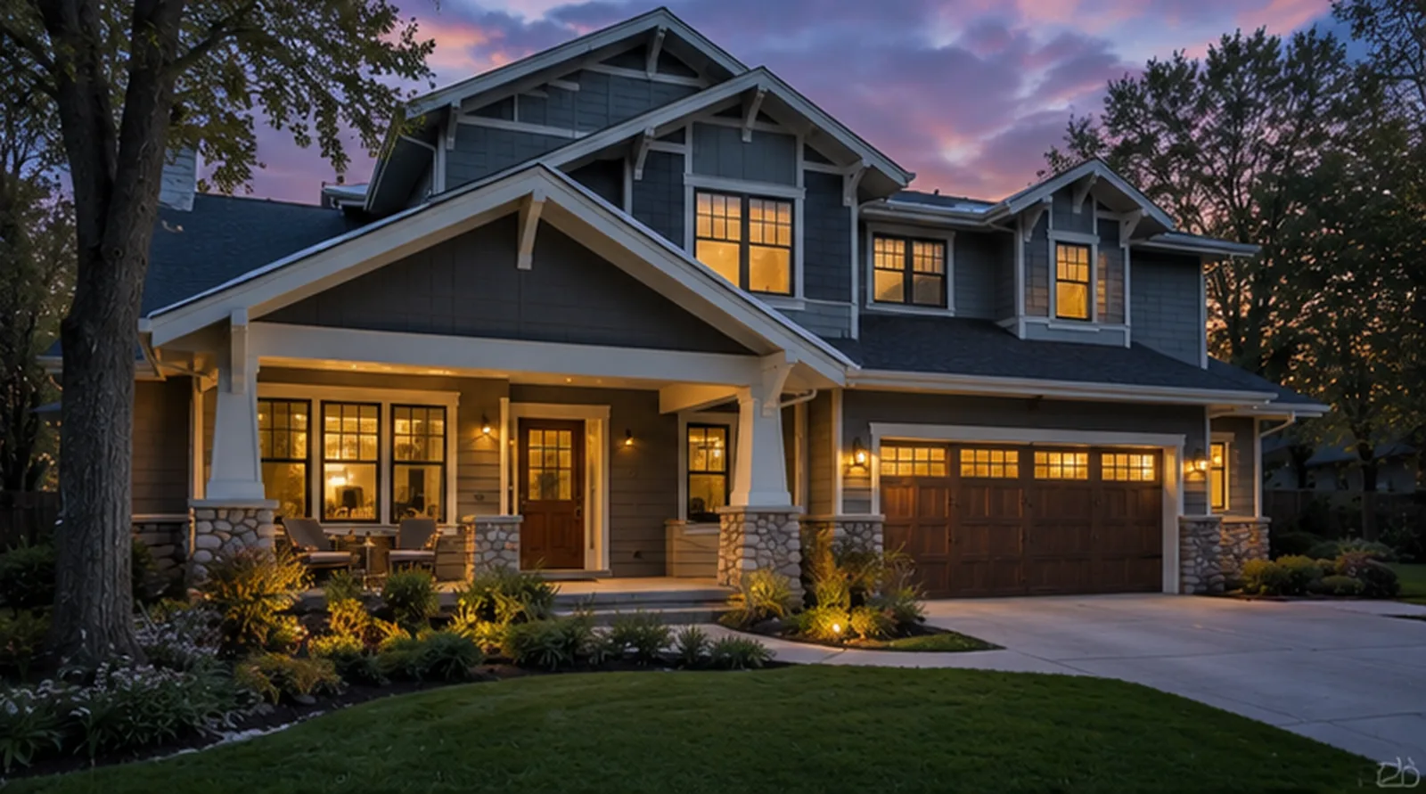 Hastings home at dusk
